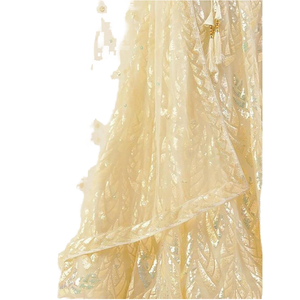 Glorious Beige Sequins Net Ropa festiva Lehenga Choli con Dupatta para suministros para fiestas - Product Image 1