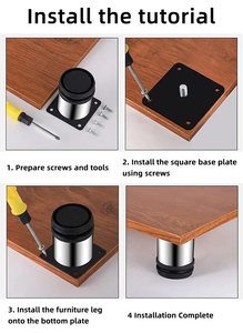 Thép không gỉ chân đồ nội thất có thể điều chỉnh kim loại ghế <span class=keywords><strong>sofa</strong></span> chân tủ Chrome bàn chải Nickel Chân giường - Product Image 6