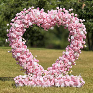 Arco Floreale a Forma di Cuore <span class=keywords><strong>con</strong></span> Rose Rosse, Insegna al Neon 'Sposami', Cornice Floreale Artificiale per Proposte di Matrimonio, Decorazione per Feste e Scenografie - Product Image 3