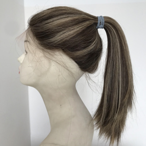RU406 Perruque poney populaire en dentelle cheveux européens Blonde Active Jewish Casher Gym Sports Pony Wunder Perruque - Product Image 1