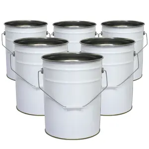 Balde de metal vazio para pintura química, balde de 5 galões personalizado com tampa, tambor de ferro de 20 litros