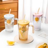 Haute qualité en gros tasse en verre paille thé infuseur personnalisable gaufrage conception couvercle pour un usage domestique quotidien