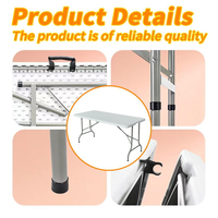 Table pliante rectangulaire en plastique HDPE blanc durable pour l'extérieur, avec pieds pliants, idéale pour les dîners, les jardins, les fêtes, les événements et les hôtels.