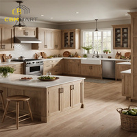 CBMMart Armoires de cuisine design Farmhouse Islands Ensemble de meubles Armoires de cuisine shaker à finition haletante blanche