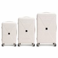 Ensemble de bagages rigides en ABS blanc crème, 3 pièces, 20, 24, 28 pouces, motif en X, sangle diagonale, valise de voyage à roulettes, vente en gros OEM