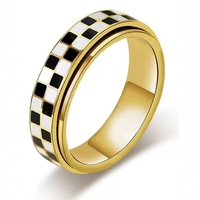 Maßgefertigter Trendiger Unisex Drehbarer Mosaik-Ring aus Edelstahl mit 18K Goldplattierung zur Stresslinderung und Angstreduktion