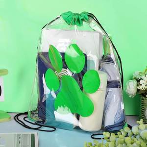 Customized Clear PVC Drawstring Backpack Simple Style Sportpack Logo Printing Waterproof Feature Own Drawstring Promotions