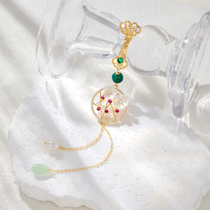 Ancient Style Plum Blossom Brooch With Pearl Jade Tassel Pendant For Women Fashion Jewelry Gift - Product Image 1