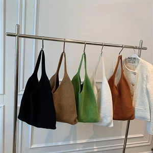 Chic Boho Dệt Kim Vải Tote Túi Bãi Biển Cho Phụ Nữ Cô Gái Công Suất Lớn Thẩm Mỹ Crochet Vai Túi Tay Có Thể Tùy Chỉnh Logo - Product Image 6