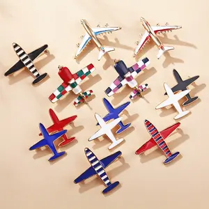 NO 최소 이중 비행기 배지 사용자 정의 로고 애니메이션 항공기 비행기 금속 3d 날개 옷깃 핀 배지