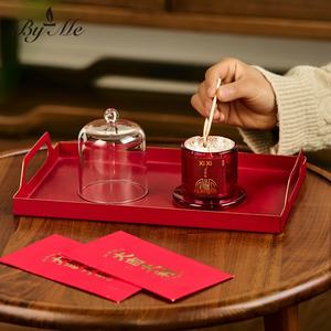 Coffret Cadeau Bougies d'Aromathérapie du Nouvel An – Cadeaux de Mariage, Faveurs de Mariage, Cire de Soja, Coffret Cadeau Demoiselle d'Honneur, Design Cloche Dorée <span class=keywords><strong>Rouge</strong></span> - Product Image 2