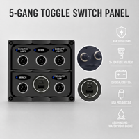 DAMAVO kustom 12V pengisi daya USB Voltmeter soket daya Marine Toggle Panel saklar untuk perahu RV seezer Piston perahu semen Mixer