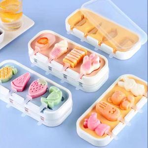Molde para Hielo DIY al por Mayor, Nuevo Estilo con Tapa, 4 Moldes de Silicona para Helados con Tapas - Product Image 3