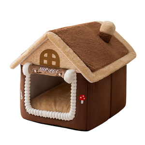 Nouveau modèle 2026 Villa pour chat en tissu, type transfrontalier, fermée et chaude pour automne/hiver, avec rideau de porte, tailles universelles - Product Image 5