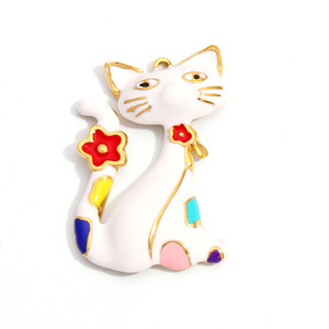 Colgante de Gato y Elefante de Dibujos Animados, Acero Inoxidable, Chapado en Oro de 18k, Incrustaciones de Ojo Turco, Accesorios de Joyería DIY, Regalo Unisex - Product Image 4