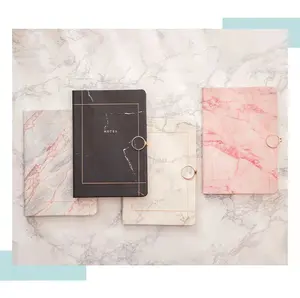 Carnet A5 à couverture rigide en cuir et marbre blanc, carnet de notes en pierre rose et noire avec boucle magnétique