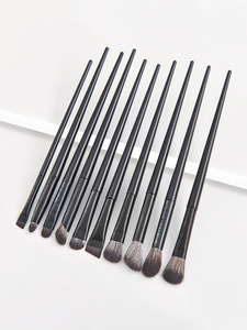 Kit profesional personalizado de alta calidad, 8/10/5 Uds., brochas de maquillaje negras, brochas planas para ojos y cejas, muestra gratis - Product Image 4