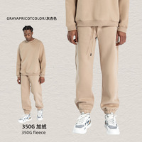 Ensemble survêtement homme personnalisé en molleton 350G, sweat-shirt à col rond et pantalon de jogging, style streetwear rétro, logo imprimé, OEM ODM, vente en gros