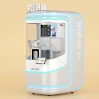 Máquina Expendedora de Helado Suave, Gelato y Algodón de Azúcar KU KU Robot con Pantalla Táctil de Acero Inoxidable, Capacidad para 200 Vasos