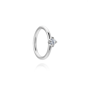 S925 <b>Sterling</b> <b>Silver</b> Women's Trendy Classic 4 Claw Moissanite Rhodium Plated <b>Nose</b> <b>Ring</b> for Wedding Gift Simple Shiny - Product Image 1