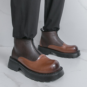 Nouvelles Bottes en Cuir pour Hommes 2026 – Style Tendance Décontracté à Enfiler Mi-Mollet - Product Image 3