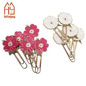 Graffette in metallo carine a forma di fiore personalizzate Clip di carta durevole segnalibro 50MM <span class=keywords><strong>L</strong></span> grandi dimensioni Slip in smaltato artigianale - Product Image 4