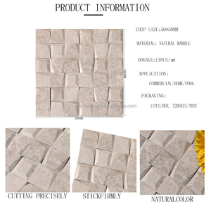 Mosaïques en travertin gris clair et mosaïques en pierre 3D pour comptoir d'îlot et mur de <span class=keywords><strong>fond</strong></span> de toilette - Product Image 2