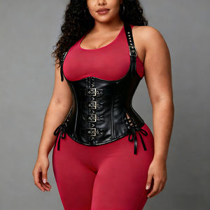 คอร์เซ็ตสไตล์พระราชวัง หนัง PU ช่วยกระชับสัดส่วน พร้อ<span class=keywords><strong>ม</strong></span>กระชับหน้าท้อง สายรัดไหล่สำหรับรองรับหน้า<span class=keywords><strong>อก</strong></span> - Product Image 6