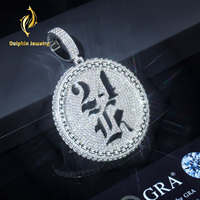 Custom 24 Gothic Round Disc Moissanite Pendant Iced Out VVS Moissanite 925 Sterling Silver Hip Hop Unisex Jewelry