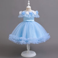 Robe de bal de princesse de luxe pour filles de 1 à 12 ans - Robe élégante sans manches en tulle bouffant pour mariage, fête d'anniversaire avec fleurs 3D