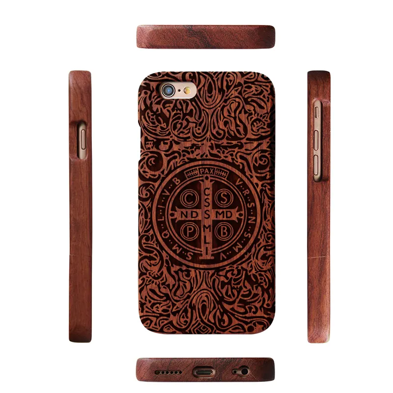 100% Real Wood Cases Engraving Design Smartphone Shell For Iphone 7 8 PLUS 6 Bamboo Wooden Hard Cover Shockproof Case