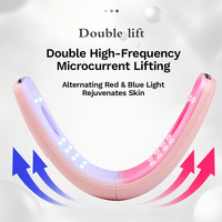 Appareil de lifting du visage portable TENS à microcourants, masseur à impulsions, lumière LED rouge et bleue, compresse chaude constante, réduit la graisse du visage