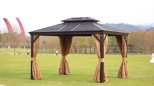 Gazebo multifonctionnel personnalisé pour l'extérieur, imperméable, toit en polycarbonate, cadre en aluminium 12x16, gazebo à toit rigide avec toit en métal - Product Image 2
