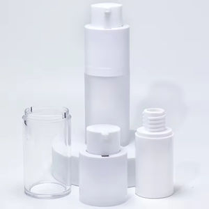 Botella de Lujo para Cosméticos con Bomba Airless de PP, 15ml 30ml 50ml, Blanca, de Doble Pared, para Suero, con Acabado Esmerilado y Recargable - Product Image 4