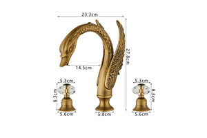 Retro European Style Swan Three-Piece Split Faucet Set Antique Brass Dual Handle Deck Mounted for Luxury Home Bathroom Use - Product Image 6