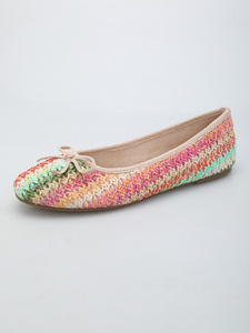 <strong>Boho</strong> Rainbow Raffia Woven <strong>Flat</strong> Shoes for Women Soft Front Bow Lightweight Breathable Slip on Daily Summer Ballet <strong>Flats</strong> - Product Image 5