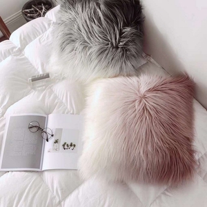 Decorative Luxury Series Plush Throw Pillow Case Mongolian <strong>Faux</strong> <strong>Fur</strong> Sofa <strong>Cushion</strong> <strong>Cover</strong> - Product Image 1