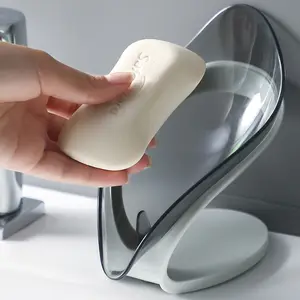 创意叶子自排水肥皂盒浴室无穿孔吸盘肥皂盒架排水架碗碟盘保持肥皂干燥