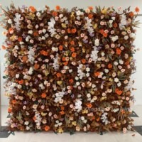 Mur de fleurs artificielles moderne 2,4 m x 2,4 m, panneau de roses en soie écologique, décoration romantique pour mariage et fête