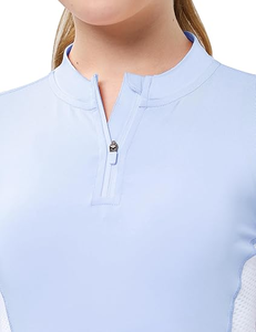 Veste équestre à séchage rapide pour enfants-Manches longues, trous pour les pouces, UPF50, style d'équitation à demi-fermeture éclair pour filles - Product Image 3