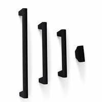 Poignée de tirage moderne minimaliste noire mate anti-traces de doigts en alliage de zinc multi-tailles pour armoire, tiroir et porte de placard - Fourniture professionnelle