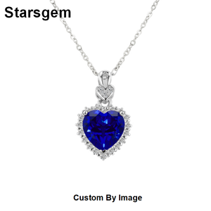 Starsgem Classic Titanic Heart Of Ocean Typ S925 Collier pendentif saphir rubis <span class=keywords><strong>émeraude</strong></span> en argent sterling - Product Image 4