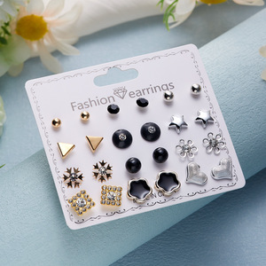 Women Heart Strawberries <b>Stud</b> <b>Earring</b> <b>Set</b> Wholesale 12 Pairs <b>Set</b> Jewelry Flower Rhinestone Pearl <b>Earrings</b> Girls Accessories Cute - Product Image 4