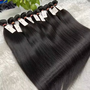 Paquets d'extensions de cheveux doublement étirés, cheveux humains super doublement étirés droits, cheveux indiens bruts cambodgiens non traités et doublement étirés - Product Image 5