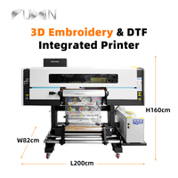 Multifunktion aler 60cm Stickerei Crystal Label UV DTF Drucker für Kleidung mit 3 Kopf I3200-U1