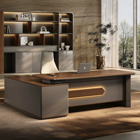 Nouveau Bureau de Direction Moderne 2026 – Surface PVC Texturée 3D en Panneau Écologique E1 avec Hub d'Alimentation Intelligent – Table de Bureau pour Dirigeant – Mobilier de Bureau