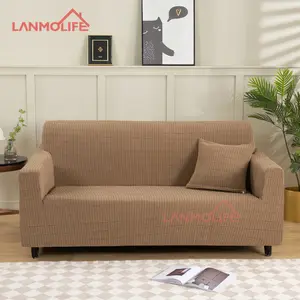 Capa de sofá elástica de veludo elegante com tudo incluído cor sólida para uso doméstico