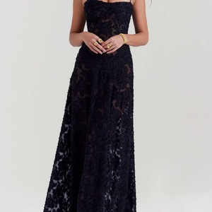 Vestidos Maxi Casuales sin Mangas de Algodón con Encaje de Color Sólido, Ecológicos y Tejidos a Medida, Nueva Llegada 2025 para Damas - Product Image 2