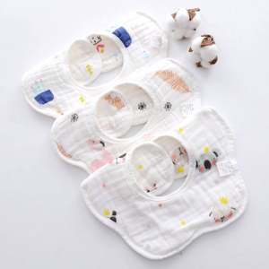 <b>Muslin</b> <b>Baby</b> Bibs Cotton Bandana Drool Bibs Bulk for Newborn Infant 4 Absorbent Layers Feeding Accessory - Product Image 1