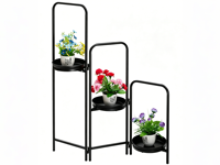 Support de pot de fleurs en métal portable simple et moderne à 3 niveaux pour l'intérieur et l'extérieur, support de présentation de plantes pour le salon et le jardin